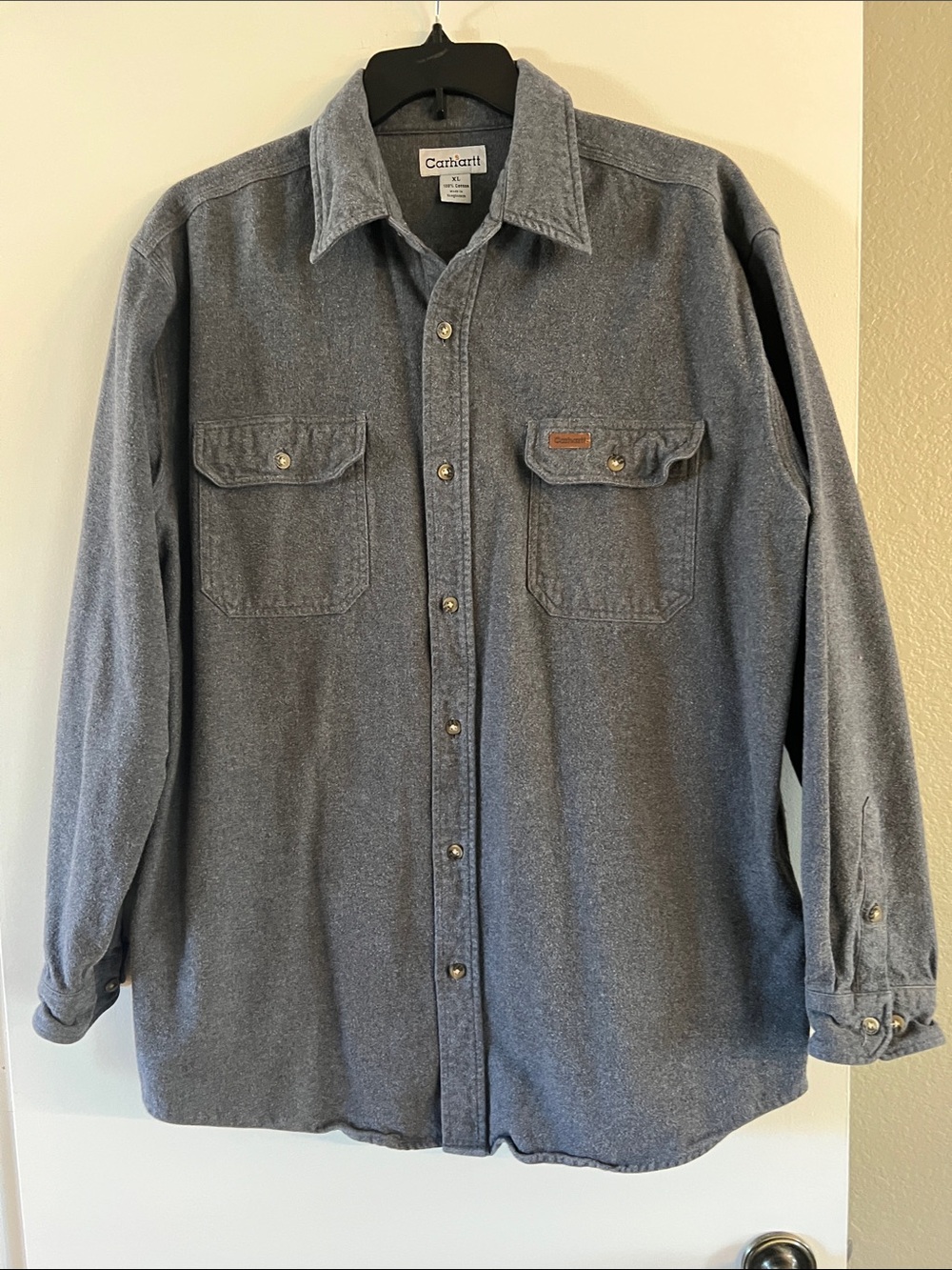 Carhartt Men's Heather Gray Shirt with Chest Pockets Sz XL